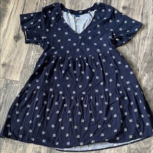 Navy Floral Tiered Dress - Unbranded